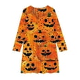 thumbnail image 3 of Odeerbi Kids Girls Skater Twirl A-Line Dress Long Sleeve Pleated Dancing Dress Spring Fall Halloween Dress 4-14 Years Children Halloween Printed Princess Dress Kids Clothes Orange, 3 of 4