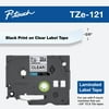 Brother Genuine P-touch TZE-121 Tape, 3/8" (0.35") Wide Standard Laminated Label Maker Tape, Black on Clear, 0.35 in. x 26.2 ft. (9mm x 8M), TZE121