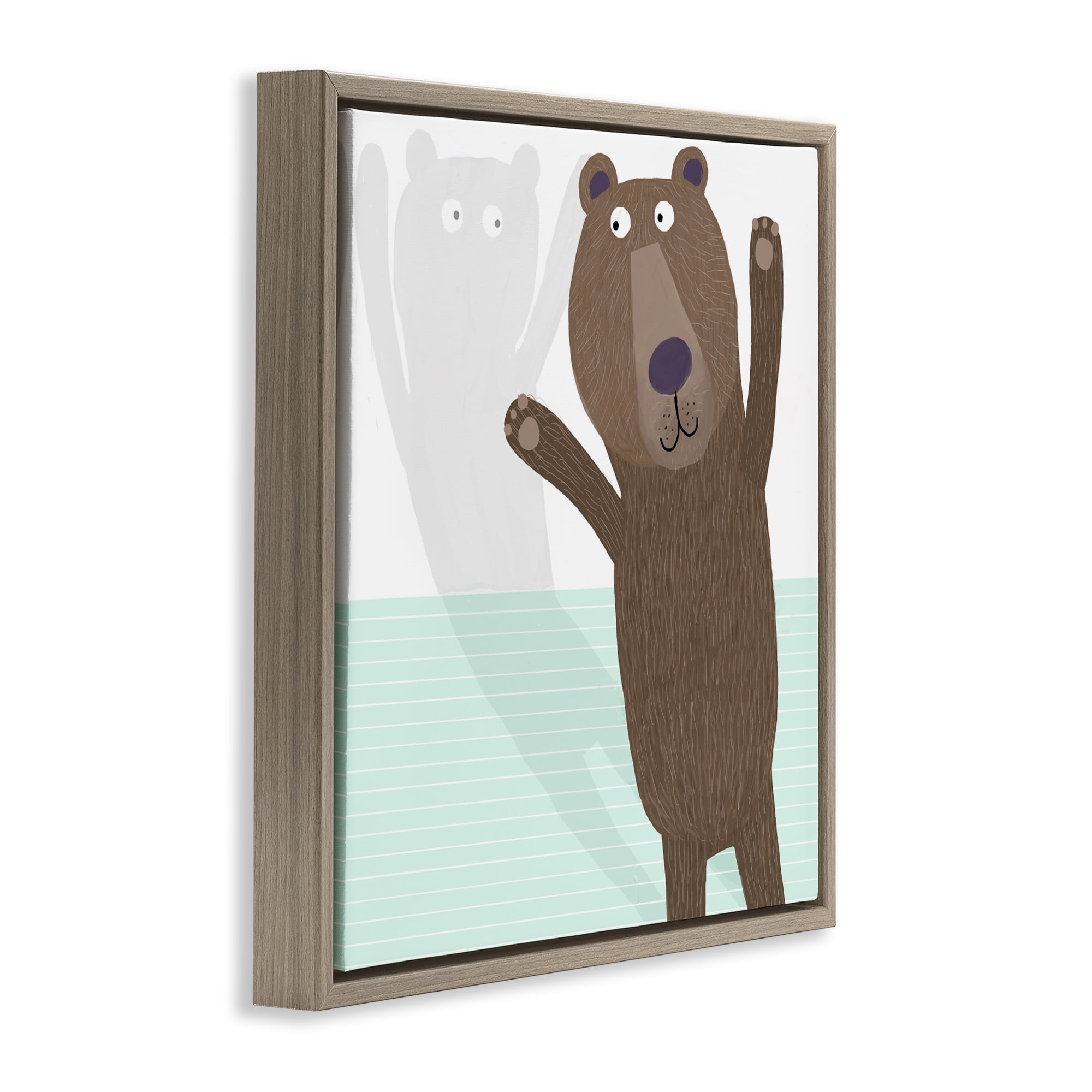 Stupell Industries Whimsical Bear Shadow Brown Framed Floater Canvas Wall Art, design by Carla Daly