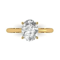 2 ct Oval Cut Moissanite Solitaire 18K Yellow Gold Womens Engagement Ring