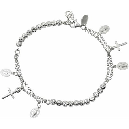 Brinley Co. Women's Sterling Silver Cross Charm Bracelet, 7.5