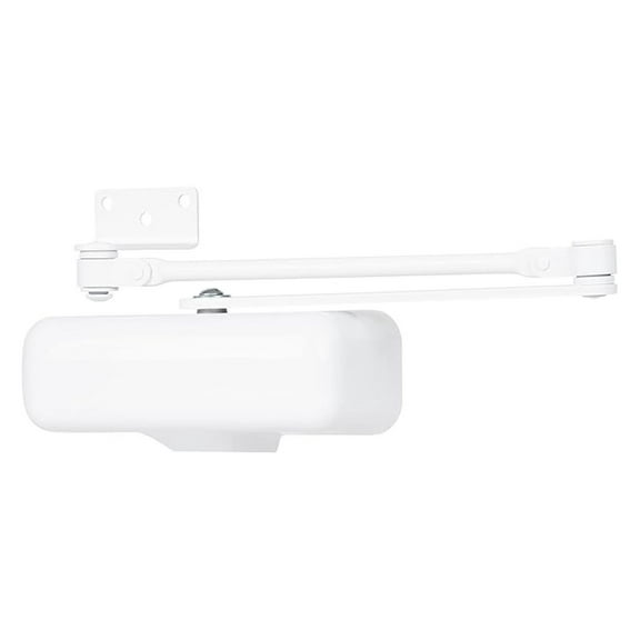 Door Closer - Light Duty Residential, White Finish, Size 1 - 180° Opening, Adjustable Speed - ADA Compliant Door Closer for Interior Doors up to 30"