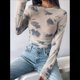 thumbnail image 5 of Top de para Mujer, Estilo Y2K, Larga, Cuello Redondo Crema XL, 5 of 7