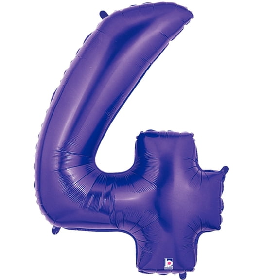 40 inch Number 4 - Purple Megaloon Betallic Foil Mylar Balloon - Party Supplies Decorations