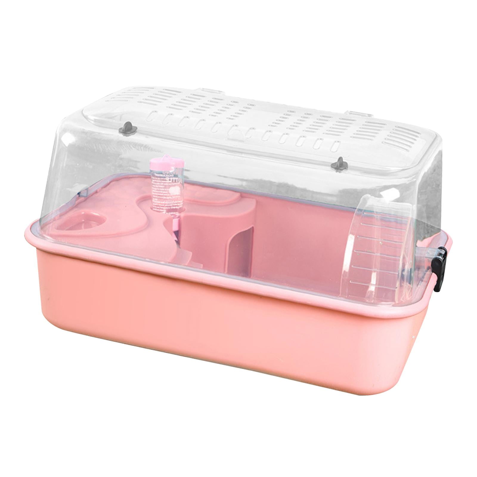 balikha Hamster Cage Run -out Carrier Sleep with Water Bottle Training Wheel Hamster Living Space Small Animal Cage for Mice Sugar Glider Pink