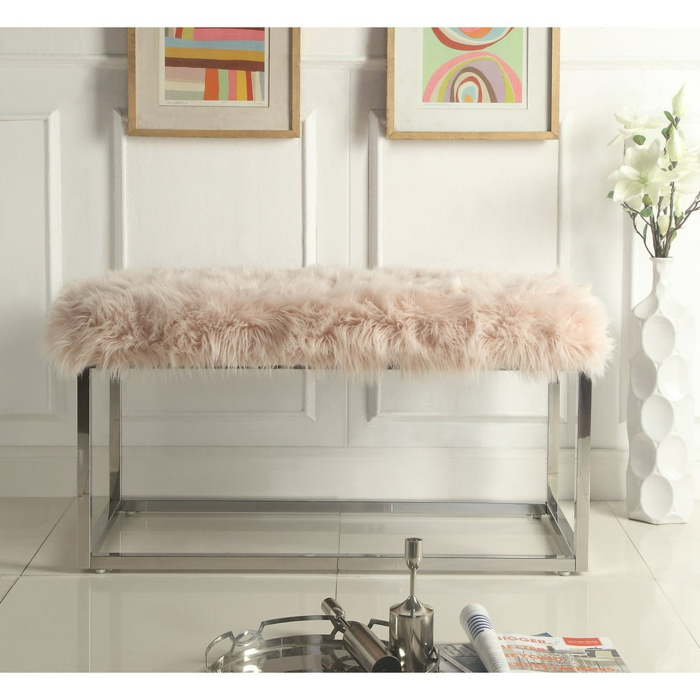 Inspired Home Athena Faux Fur Bedroom Bench