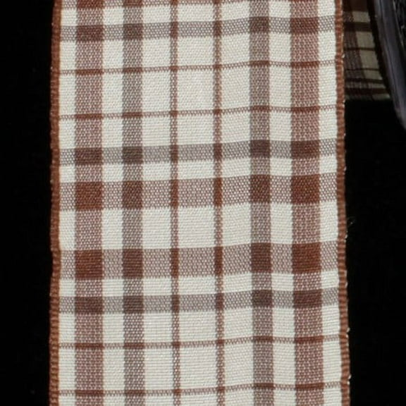 The Ribbon People White and Brown Taffeta Wired Craft Ribbon 1.5" x 27 Yards
