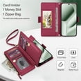 thumbnail image 4 of For Google Pixel 9 / 9 Pro 5G RFID Blocking Wallet Case, Crossbody Purse Phone Case with 9 Card Slots, Zipper Pocket & Detachable Strap,Red,For Pixel 9 / 9 Pro, 4 of 9