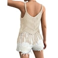 thumbnail image 5 of Women'S Fringe Camis Western Cowgirl Tassel Tank Tops Sleeveless V-Neck Crochet Top Spaghetti Straps Vest S, 5 of 10