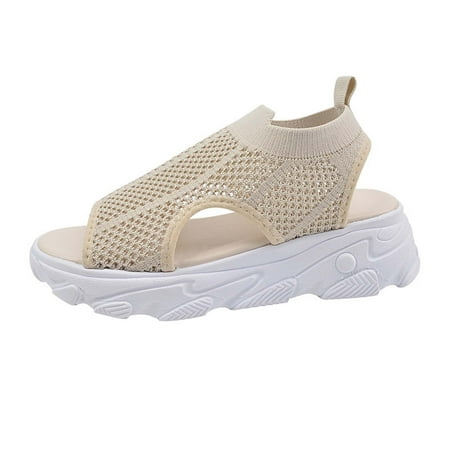 

Up to 30% off Kukoosong Wedge Sandals for Women Fashion Sports Women Breathable Sandals Casual Sponge Cake Bottoming Fish Mouth Sandals Beige 40