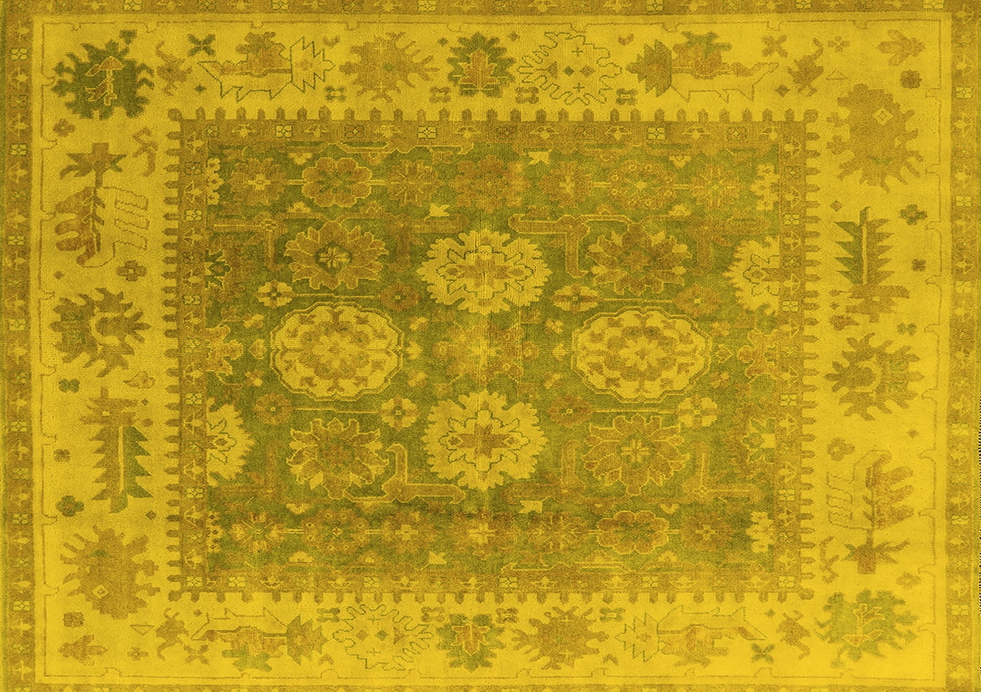 Ahgly Company Machine Washable Indoor Rectangle Oriental Yellow