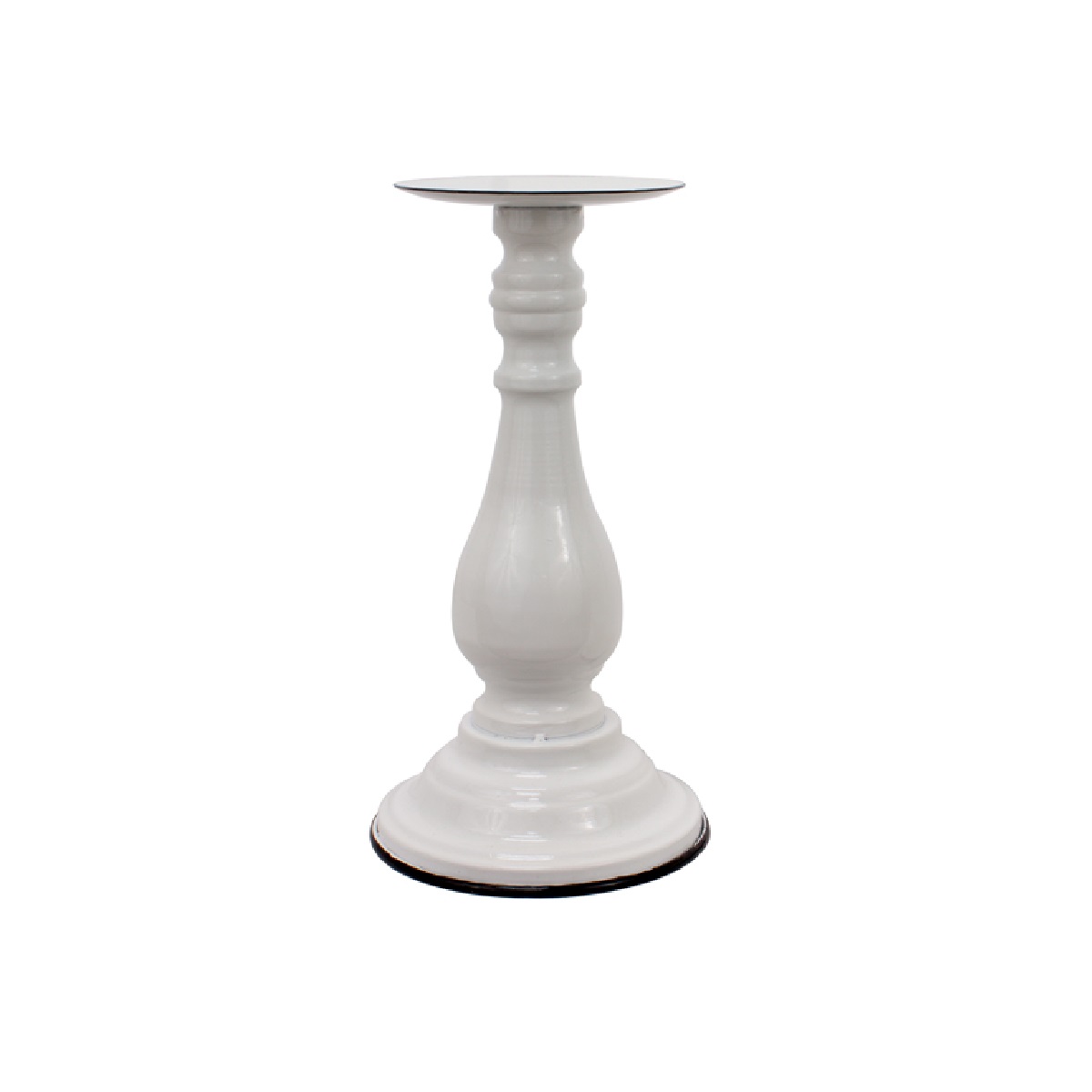 8.50” White Short Finial Pillar Candle Holder