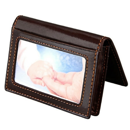 Mens Top Grain Leather Men's RFID Blocking Genuine Top Grain Leather ID Window Slim Wallet Secure Card Holder ()