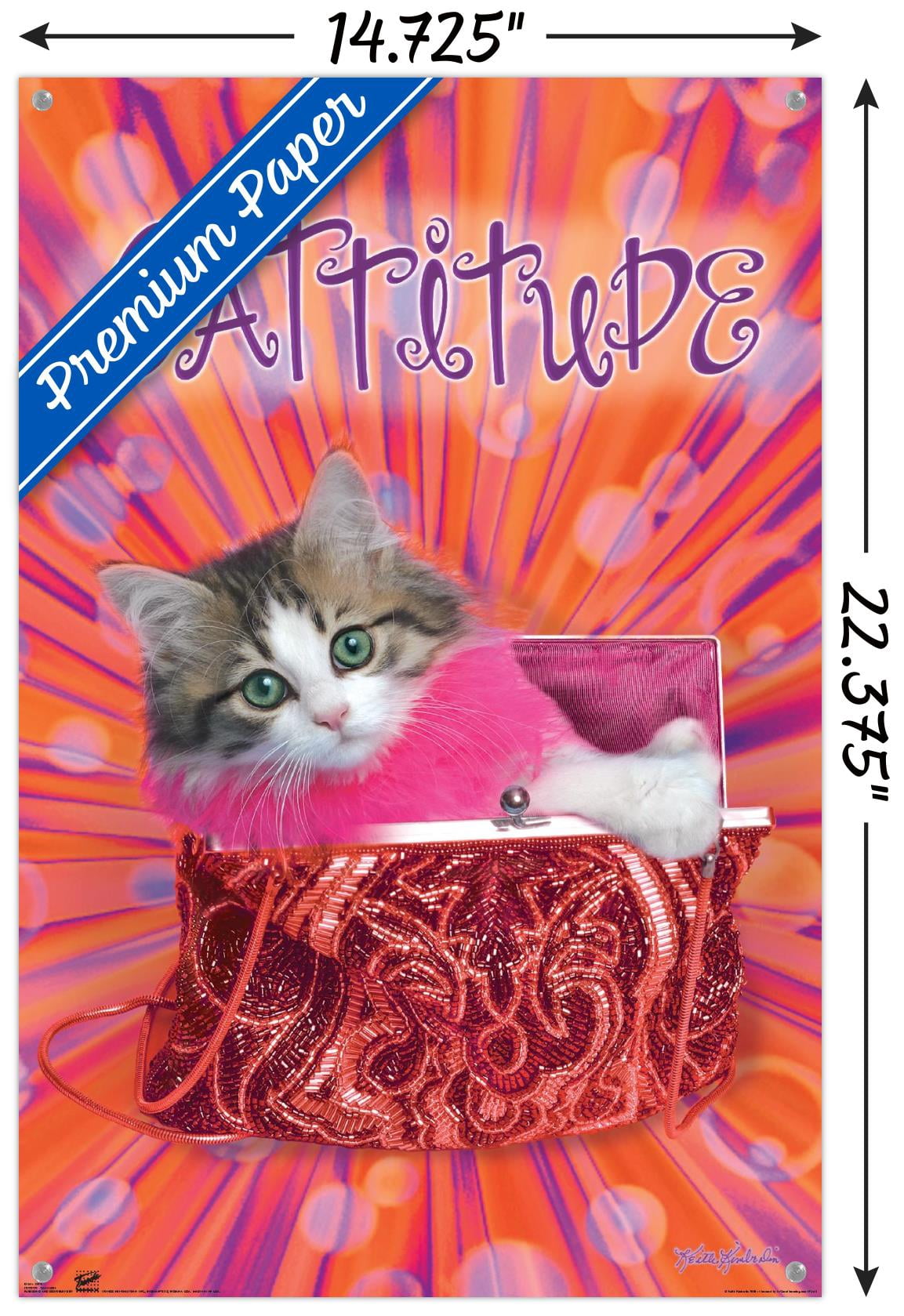 Keith Kimberlin - Cattitude Wall Poster with Push Pins, 14.725" x 22.375"