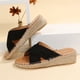 thumbnail image 5 of Zapatillas de cuña de cuerda de cáñamo con parte inferior de panecillo de plataforma de tacón alto de moda de verano Wmkox8yii  nm11115, 5 of 9