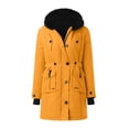 thumbnail image 1 of Gibobby Chaquetas gruesa sólida Diario Abrigo de invierno Cuello de solapa Chaqueta de manga larga Vintage Espesar Abrigo Chaqueta Cálido Con capucha Grueso Acolchado Prendas (Dorado, L), 1 of 4