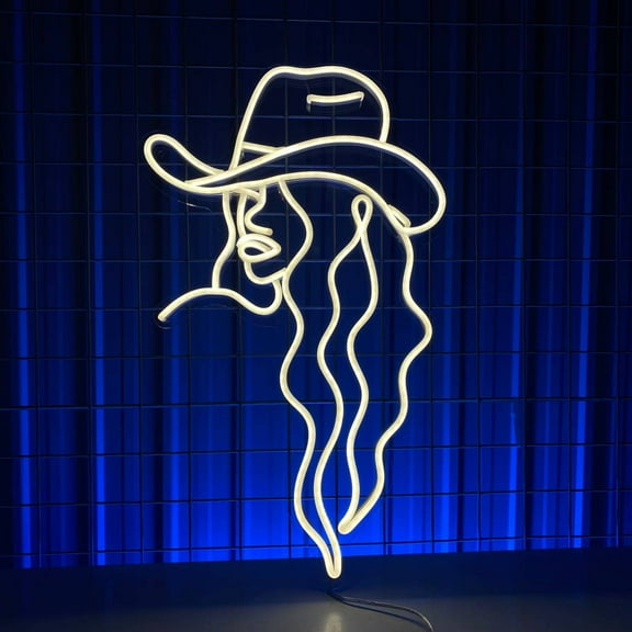 Glowneon Cow Girl Neon Sign, Western Woman Room Wall Art Decor