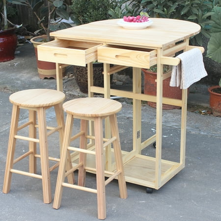 Ubesgoo Wood Kitchen Island Rolling Casters Fold Table Ubesgoo Wood Kitchen Island Rolling Casters Fold Table