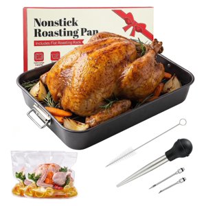15 ×11 Nonstick Turkey Roasting Pan with Rack Set for Oven