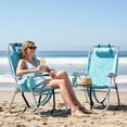 thumbnail image 5 of Ktaxon Tall Backpack Beach Chair, 5-Position Protable  Beach Chair, Light-Weight Foldable Camping Chair with Back Storage Bag & Cooler Pouch and Side Bags for Beach Poolside (Green Tribal Print), 5 of 7