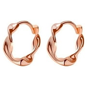 MANGOFEEL Rose Gold Earrings Small Hoop Earrings For Women Girls 18k Rose Gold Plated 925 Sterling Silver Mini Huggie Earring 12mm