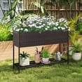 thumbnail image 2 of Gymax Elevated Planter Box Raised Garden Bed w/ Rattan Surface Bottom Storage Shelf & Removable Liner, 2 of 10