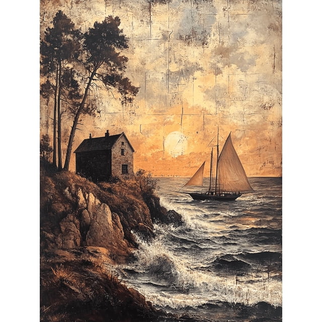 Qisvanset Framed Canvas Wall Art 12x16 Inch Psalm Coastal Landscape Religious Housewarming Art