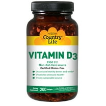Country Life Vitamin D3 2,500 IU Non-fish Liver Source 200 Softgel