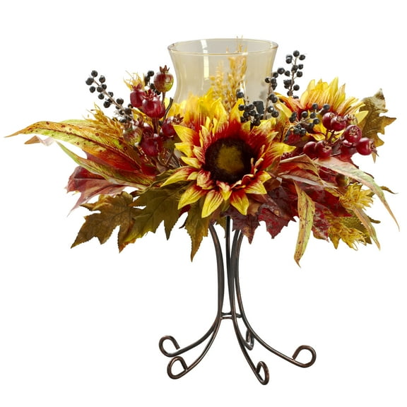 Nearly Natural Sunflower Candelabrum, Yellow