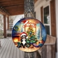 thumbnail image 3 of Merry Christmas Bernese Mountain Dog Santa Hat Xmas Tree Winter Holiday Round Wood Sign Berner Lover Gifts Hanging Wall Home Decor - 01013, 3 of 5
