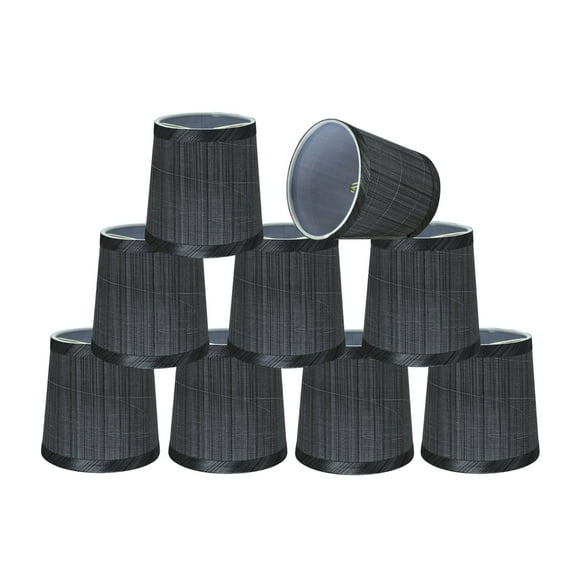 Aspen Creative 32831-9 Small Hardback Empire Shape Chandelier Clip-On Lamp Shade Set (9 Pack), Transitional Design in Grey & Black, 5" bottom width (4" x 5" x 5")