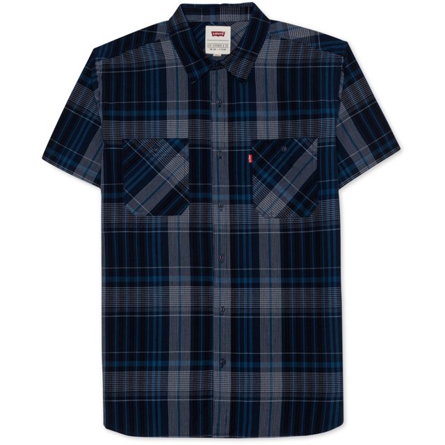 Levi's Camisa con botones a cuadros para hombre, azul, mediano Levis Botones al frente