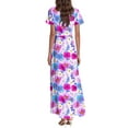 thumbnail image 4 of QQAMB Maxi Dresses for Seniors Women Floral Short Sleeve V-Neck Swing Summer Casual Boho Long Dress Trendy Flowy Sundress Multicolor 2XL, 4 of 4