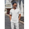thumbnail image 2 of Camisa Henley COOFANDY de punto casual de manga corta para hombre, blanca, 2 of 9