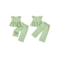 thumbnail image 2 of Conjuntos de 2 piezas para niñas: pantalón, blusa de manga corta con botones, corte en A, estampado a cuadros, ropa de verano., 2 of 9