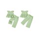 thumbnail image 2 of Conjuntos de 2 piezas para niñas: pantalón, blusa de manga corta con botones, corte en A, estampado a cuadros, ropa de verano., 2 of 9