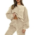 thumbnail image 2 of Seyurigaoka Women's 2 Piece Fall Corduroy Outfits Long Sleeve Crewneck Sweatshirts Pullover + Jogger Pants Tracksuit Set, 2 of 7