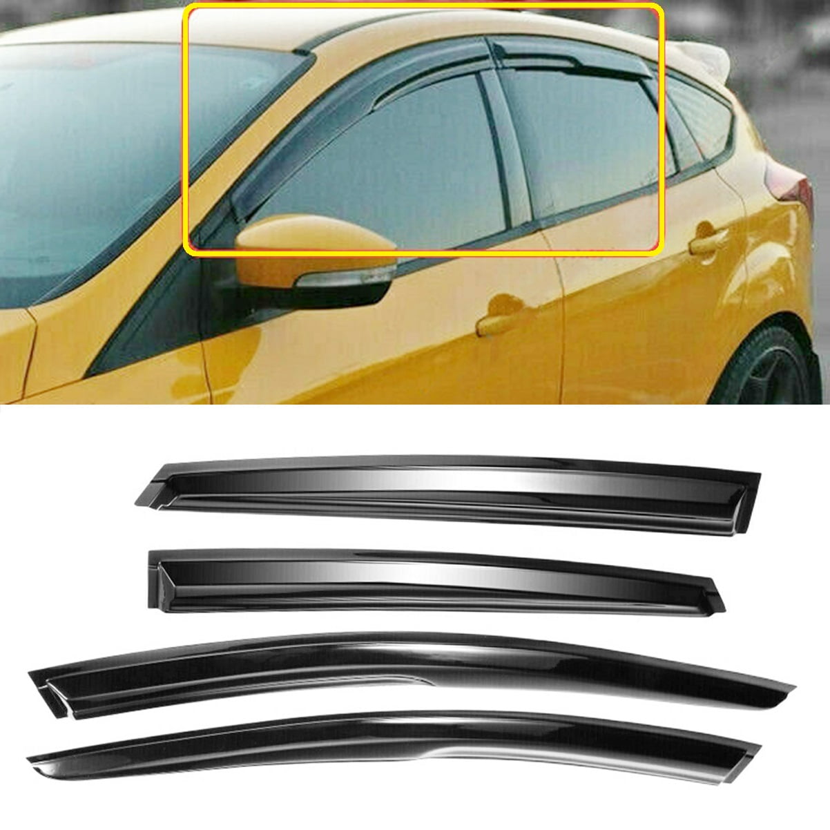 Fit for Ford Focus 2012-2015 Window Vent Visor Rain Deflector Sun Guard (4 Pcs)