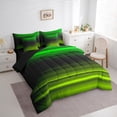 thumbnail image 3 of jejeloiu Geometric Lines Pattern 7-Piece Twin Bedding Sets,Waves Stripe Bedding Comforter Set,Green Black Striped Sheet Sets For Teens,Microfiber Bedroom Decor Reversible, 3 of 8
