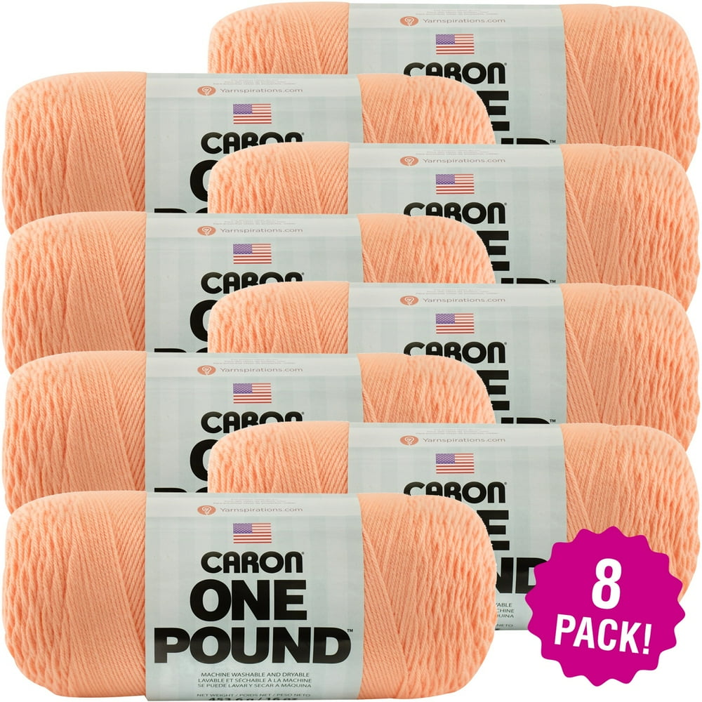 Caron One Pound Yarn Peach, Multipack of 8