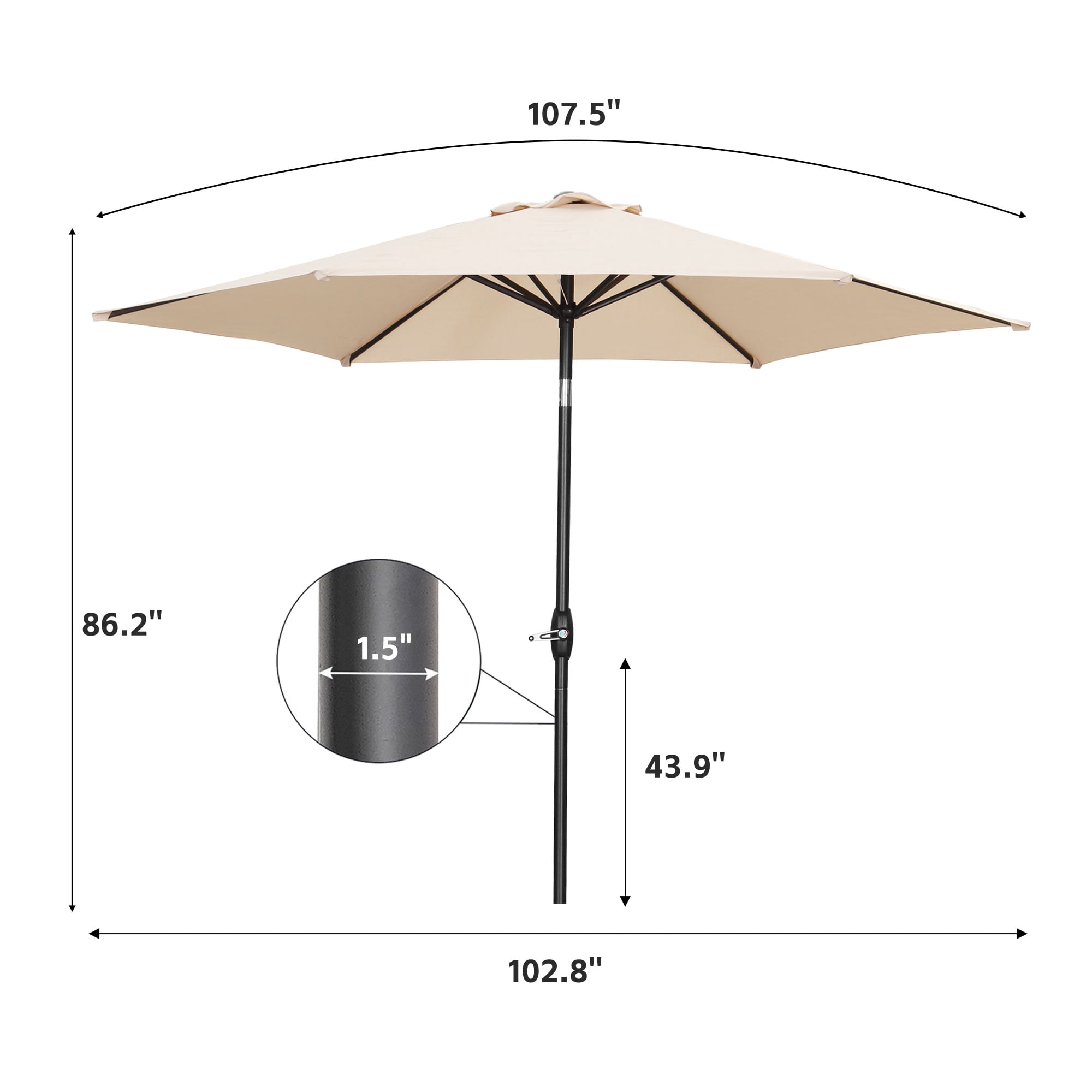 Ainfox 9ft Patio Umbrella Outdoor Portable Table Market Umbrella with Push Button Tilt/Crank Waterproof UV-proof,Khaki