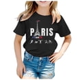 thumbnail image 1 of WEAIXIMIUNG Chemise à Phrase Enfants 2024 Thème France Mode Imprimé Manches Courtes Col Rond T-Shirt Hauts 4-5 Ans, 1 of 4