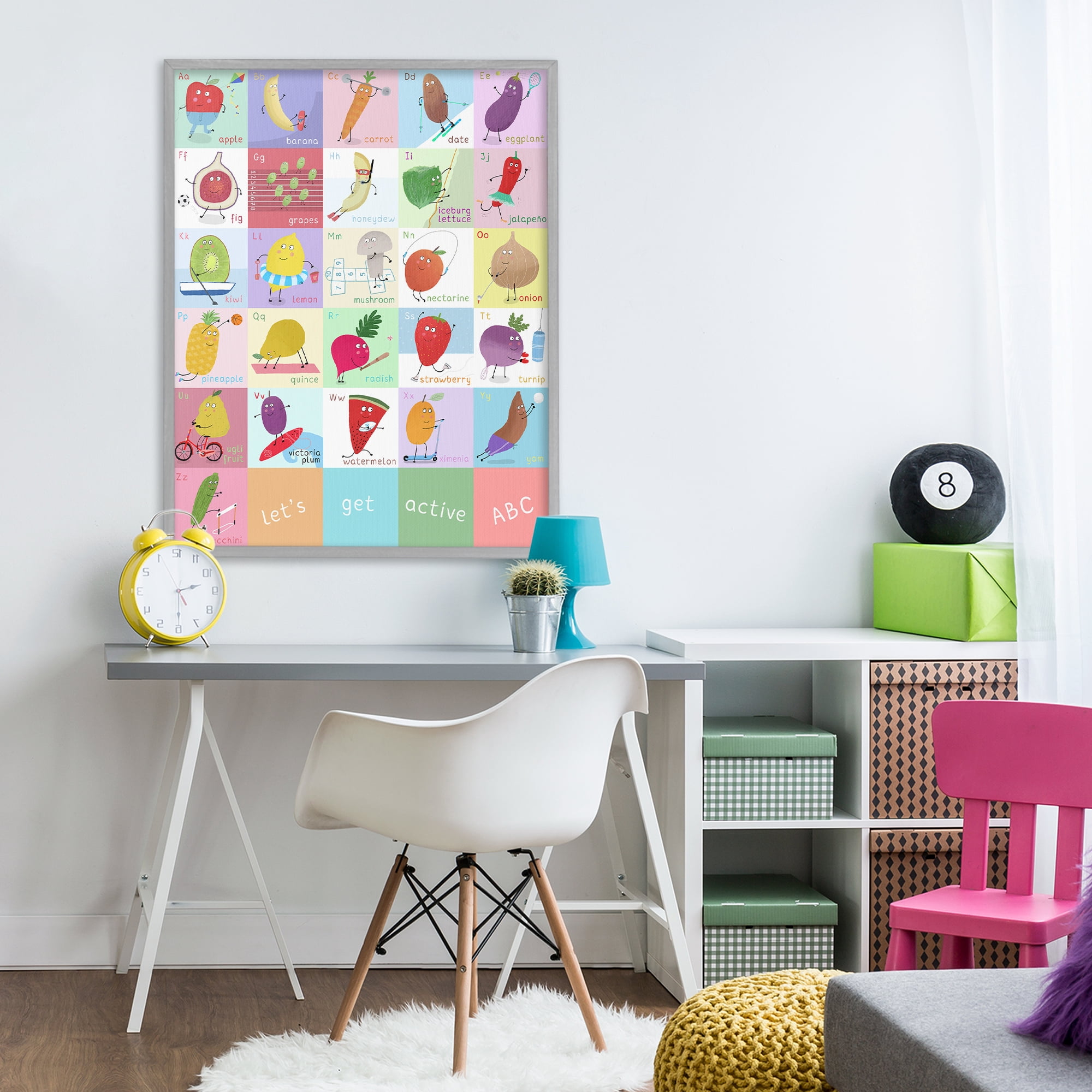 Stupell Industries Let's Get Active ABC's Gray Framed Giclee Art, design by Carla Daly