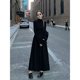 thumbnail image 3 of Vestido de punto negro de alto grado para mujer, temperamento de estilo francés, cuello alto gris, otoño e invierno, nuevo, 3 of 5