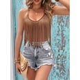 thumbnail image 6 of Womens Western Cowgirl Top - Country Concert Outfits Festival Tassel Hem Boho Camisole Rave Tank Shirt Light Brown L, 6 of 8
