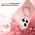 thumbnail image 2 of for iPhone 15 Pro Case with Stand [ Grade Drop Tested][Compatible with Magnet] Ring Translucent Slim Hard Back Soft Edge, Pink, 2 of 14