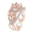 thumbnail image 2 of AFFY 1.51 Carat Round Shape Simulated Morganite & Natural Diamond Wedding Ring Set 14K Solid Rose Gold Ring Size-9, 2 of 2