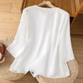 thumbnail image 4 of Lpmadey Boho Tops for Women Retro 3/4 Sleeve Embroidered Flowy Lightweight Cotton Linen Top Peasant Blouse, 4 of 6