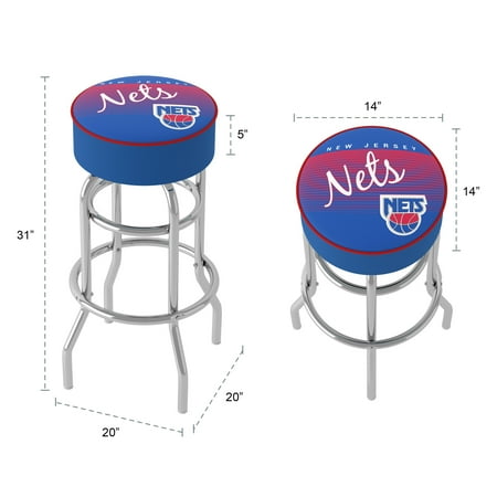 New Jersey Nets NBA Hardwood Classics Padded Swivel Bar Stool - Royal Blue, Red, White