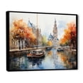 thumbnail image 2 of Designart "Orange Canal expressionistic Canal Loose" Canals Floater Framed Canvas Print, 2 of 7